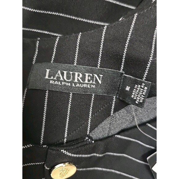 Lauren Ralph Lauren Long Sleeve Dress Pinstripe Black & White Women’s Size M NWT - Picture 7 of 15
